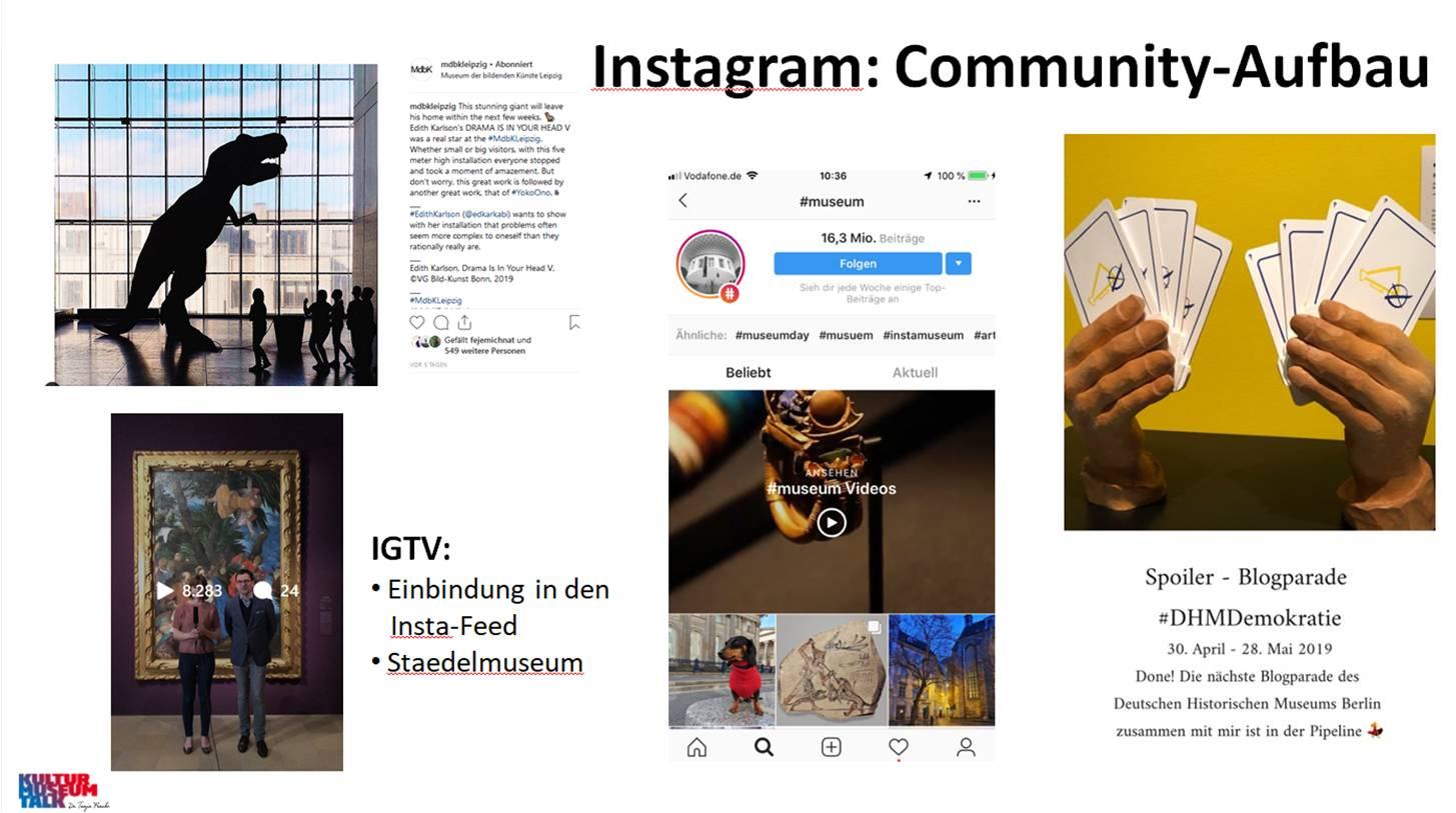 Beispiele zur Nutzung von Instagram mit Stream, Story und IGTV.